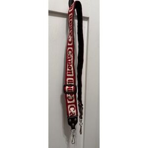 Vintage Canon red cream Camera Strap 1.5" Wide Woven Neck Strap Quality velvet